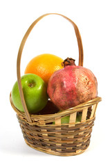 basket with fruit.