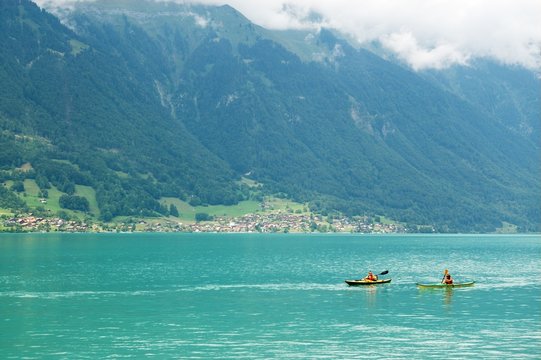 two canoes on a lake