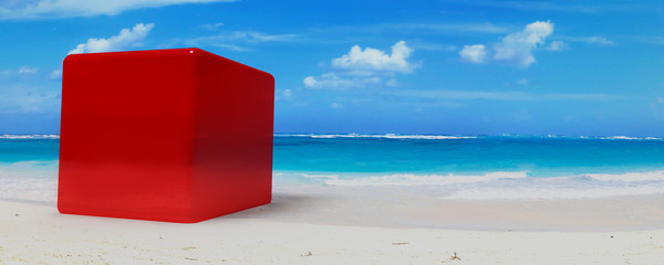 cube on beach