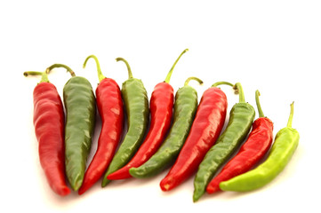 red & green hot chili peppers