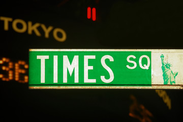 times square road sign, new york city