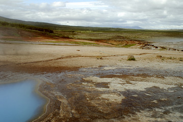 geysir area in haukadalur valley, iceland