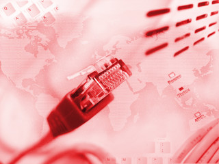 red-toned ethernet cable