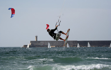 kitesurfer flying