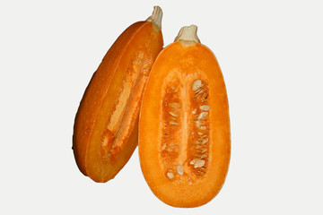 orange fall squash cut in half