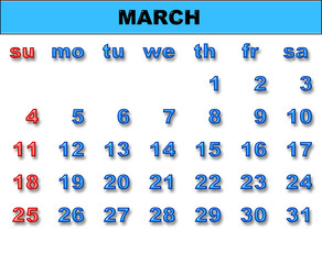 calendar for 2007 (march)