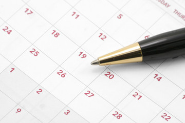 calendar and pen