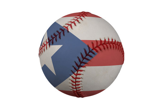 baseball with the flag of puerto rico