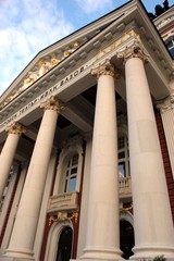 golden and white decorated columns