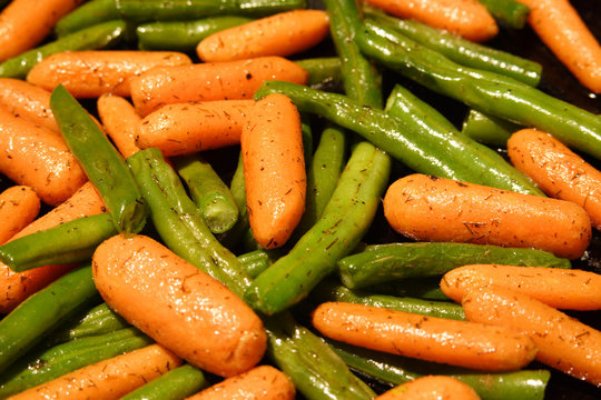 green beans and baby carrots