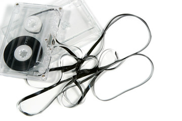 audio cassette with tape tangle