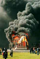 burning statue
