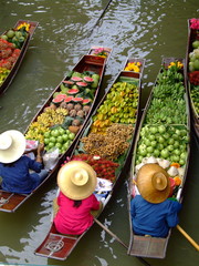 floating market in bangkok - obrazy, fototapety, plakaty
