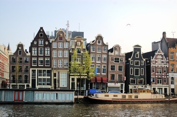 authentic amsterdam houses and barges © Andrei Kazarov