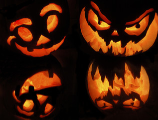 citrouilles d'halloween et reflets