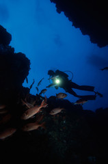 diving under water
