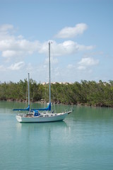 Fototapeta na wymiar sail boat at anchor