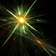 Fototapeta premium gold and green fireworks