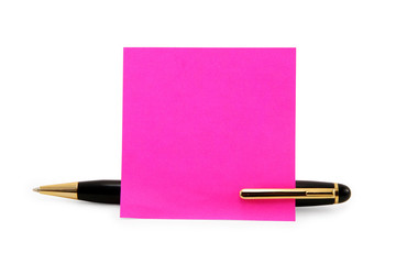 blank notepaper stick on a pen