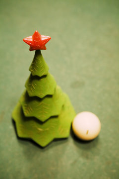 christmas-tree on a billiard table
