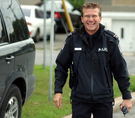Police officier smiling
