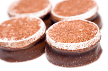 chocolate candies isolated on white background