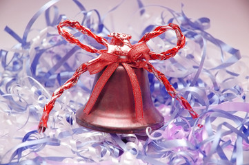 christmas bell and ribbons
