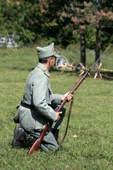 soldier in defence position