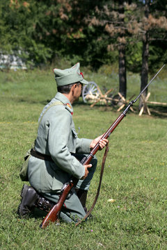 soldier in defence position
