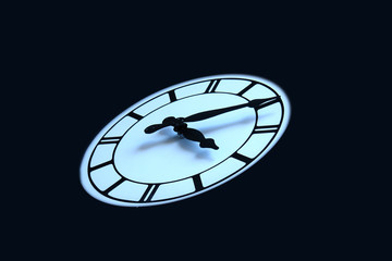 clock face on black background two