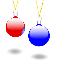 christmas ornaments red & blue