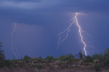 lightning striking the high desert