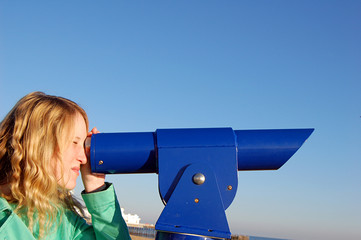 young women on a binocular 2