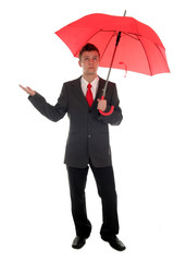 businessman checking for rain