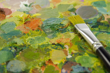 paintbrush on painting palette