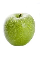 green apple with water drops