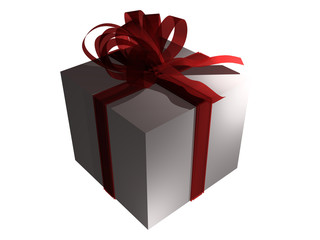 isolated present with big red bow