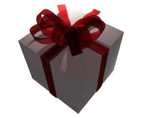 isolated present with big red bow