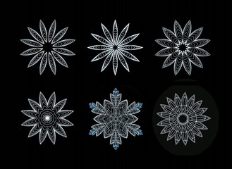 snowflakes for design artwork.black background
