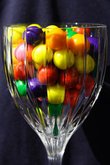 glass of gumballs