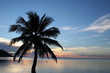 Fototapeta na wymiar zachód słońca na plaży - czystość
