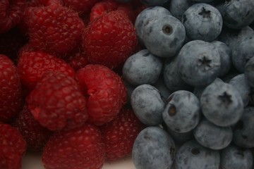 raspberries and blueberries