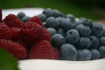 raspberries and blueberries
