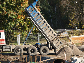 tipper truck delivers gravel