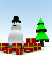 snowman and christmas presents 2