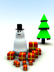 snowman and christmas presents 1