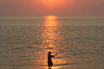 sunset surf fishing