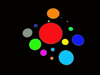 various colored circles on black