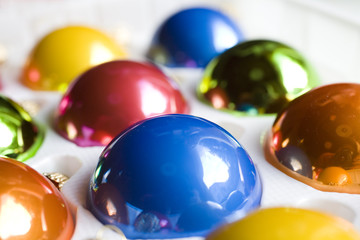 box of christmas ornaments