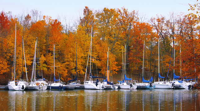 boats in autumn
